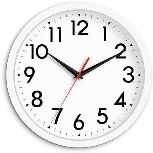 DAXSMY 12 Inch Wall Clock, Battery Operated Silent Non Ticking - color: C-white, size: 12"