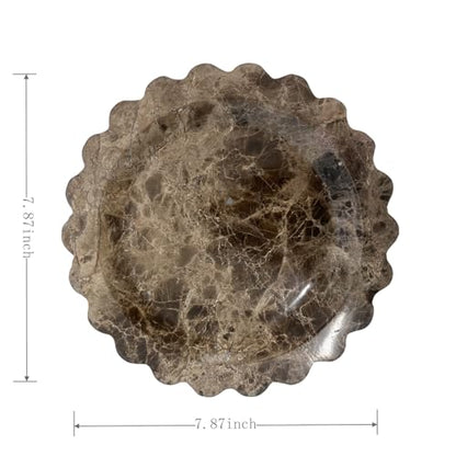 Marble Tray Round Scalloped Tray Small Serving Platter for Counter, Bathroom, Kitchen, Nightstand, Jewelry Ring Dish Holder (Coffee Net) - color: Coffee Net