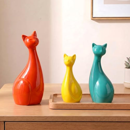 Qunclay 3 Pcs Mid Century Modern Decor Midcentury Ceramic Cats