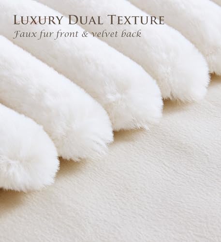 Set of 2 Decorative Throw Pillow Covers 24x24, Fall Faux Fur Cream White - color: 1-cream White, size: 24" x 24" (Pack of 2)