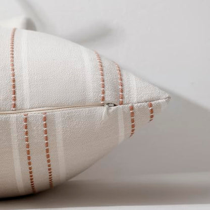 Hckot Terracotta Throw Pillow Covers 18x18 Set of 2 Striped Pillow Covers - color: Camel, size: 18" x 18" (Pack of 2)