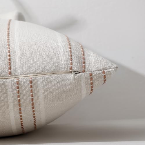 Hckot Terracotta Throw Pillow Covers 20x20 Set of 2 Striped Pillow Covers - color: Camel, size: 22" x 22" (Pack of 2)