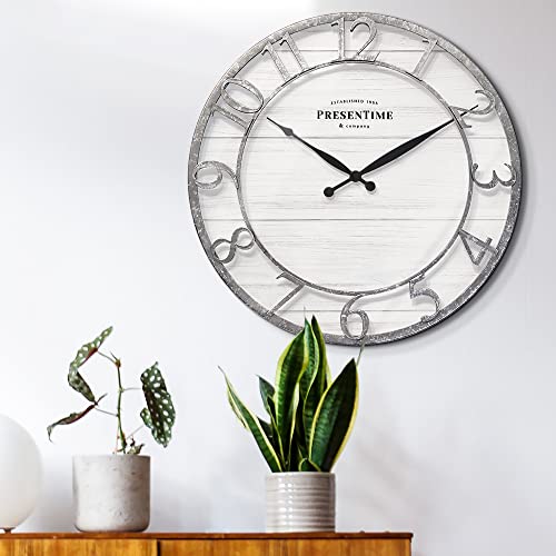 Presentime 21" Farmhouse Series Wall Clock - color: Galvanized Finish, size: 21 inch