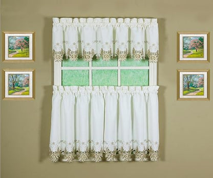Today's Curtain Verona Reverse Embroidery Tier, 36", Ecru/Antique, 60" W X 36" L - color: Ecru/Antique, size: 60"W x 36"L (Pack of 1)