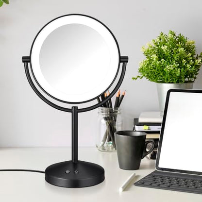 Conair LED Vanity Mirror, Double-Sided, 10x Maginification, Matte Black - color: Matte Black, size: 16"L x 10.3"W