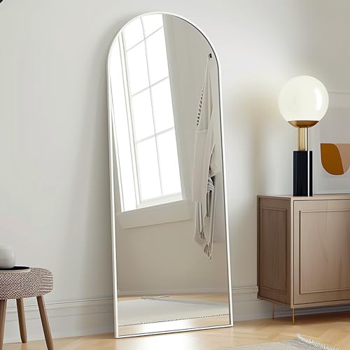 Prywot Arched Full Length Mirror Free Standing, 57"x20" Floor Mirror, White - color: White, size: 57"L x 20"W