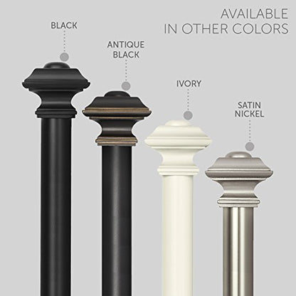 Ivilon Drapery Treatment Window Curtain Rod - Square Design 1 1/8 Rod. 72 to 144 Inch. Black - size: 72 to 144 in.