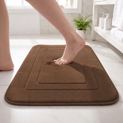 Cupic Cupid Memory Foam Bath Mat 20"×32", Non Slip Bathroom Rugs, Brown - color: Brown, size: 1'8" x 2'8" (20" x 32")