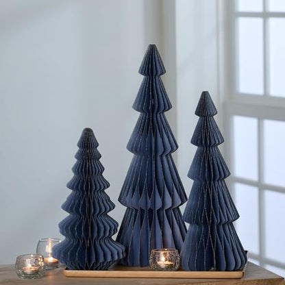 Your Heart's Content Honeycomb Paper Trees, Set of 3 (Large Set 3 Blue) - color: Large Set 3 Navy