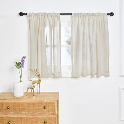 Solino Home 100% Pure Linen Soft Sheer Curtain Natural, 52 x 36 in, 1 Panel - color: Light Natural, size: 52"W x 36"L (1-Panel)