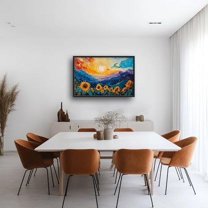 Trulave Large Starry Night Sunflowers Wall Art for Living Room 36''x24'' - color: Starry Night Sunflowers, size: 36"L x 24"W