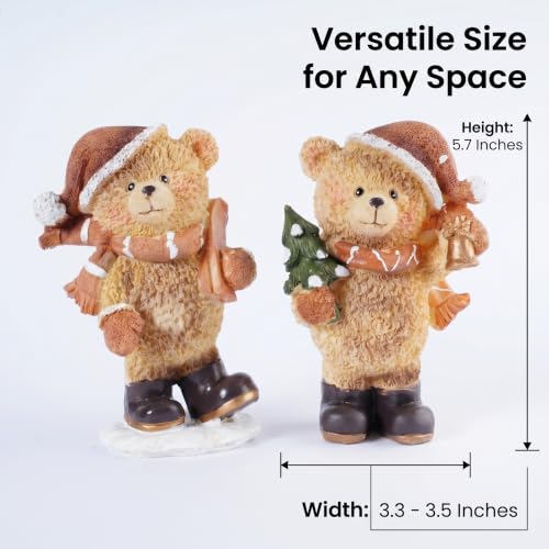 2-Piece Christmas Teddy Bear Figurines Resin Christmas Decor