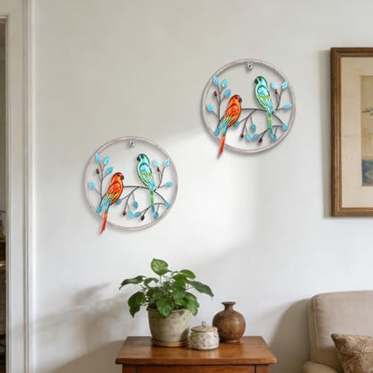 Newinhome 2 Pieces Metal Parrot Wall Art Bird Decor - color: 2 Pcs parrots