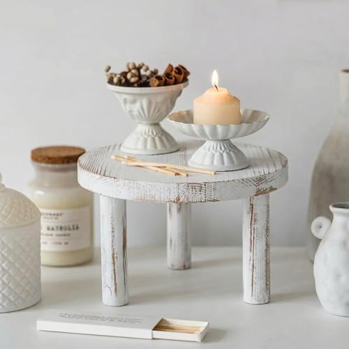 Elsjoy Set of 3 Farmhouse Wooden Cake Display Stand, Rustic Cupcake Riser