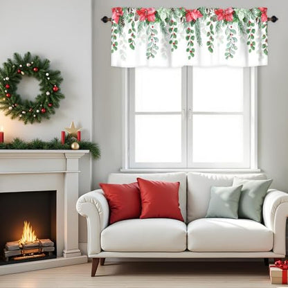 Christmas Tree Kitchen Valance for Windows, 2 Pack Rod Pocket 42x12 in - color: Christmas Tree, size: 42"W x 12"L (Pack of 2)