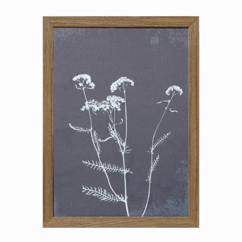 YBYBEST Framed Wildflower Wall Art, Vintage Charcoal Botanical Canvas Print with Warm Brown Solid Wood Frame, 12 x 16 Inches, Bedroom and Entryway Decor - color: Vintage Color Four, size: 16"L x 12"W