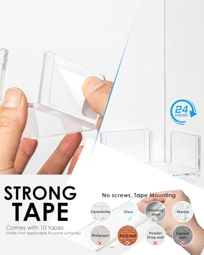 HAYVAN Small Corner Shelf Wall Mounted 3 Pack Clear Acrylic No Drill