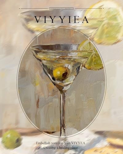 VIYYIEA Gold Framed Martini Wall Art Cocktail Canvas Painting, 13×16 Inch - color: Martini Still Life, size: 16"L x 13"W