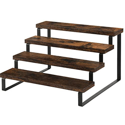 YINMIT Wooden Display Riser Stand, Tiered Perfume and Cologne Organizer Stand, 4 Tier Spice Rack Organizer, Rustic Display Shelf for Candles (4 Tier) - color: 4 Tier,1 Pack,Brown