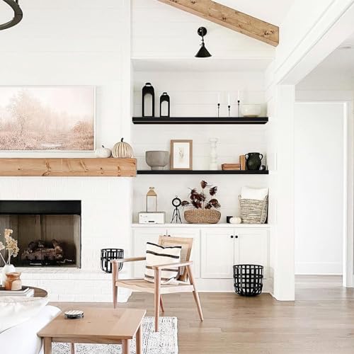 QEEIG Extra Long Floating Shelves for Wall (Black, Set of 2, 55.1") - color: B. Black, size: 55.1"