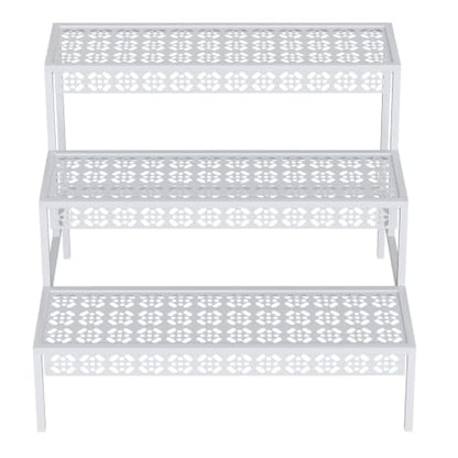Garden 4 you 3-Tier Rectangular Metal Plant Stand, Ladder Flower Pot Rack - color: White, size: 27.5"L x 23.6"W x 23.6"H