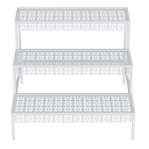 Garden 4 you 3-Tier Rectangular Metal Plant Stand, Ladder Flower Pot Rack - color: White, size: 27.5"L x 23.6"W x 23.6"H