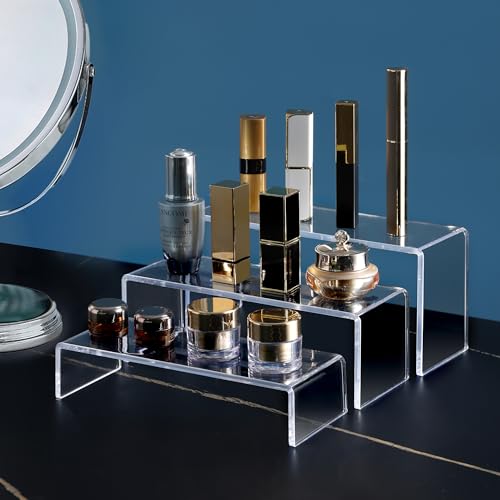 ANDGOO Display Risers, 6 Pcs(7.9”L-8.3”L-8.7”L) Rectangular Clear Acrylic Showcase Collectibles Display Stands Suitable for Retail Shoe Showcase Jewelry Funko Pop Figures - color: Clear, size: 6Pcs (7.9”L~8.3”L~8.7”L)