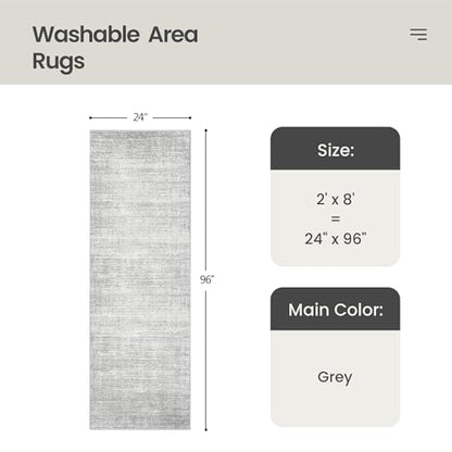 Valenrug 2x8 Runner Rug Non Slip, Washable Rug Runners for Hallways, Grey - color: 01-grey, size: 2' x 8' (Runner)