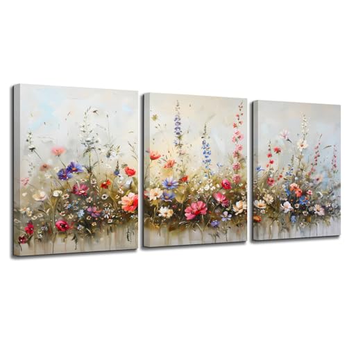 SERIMINO Misty Floral Wall Decor for Living Room, Nature Canvas Prints - color: Flowers-1, size: 16"L x 24"W