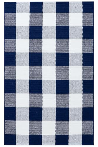 KILOCOCO Buffalo Plaid Checkered Rug 27.5x43 in Blue White Front Door Rug - color: Blue and White, size: 2'4" x 3'7" (Rectangular)