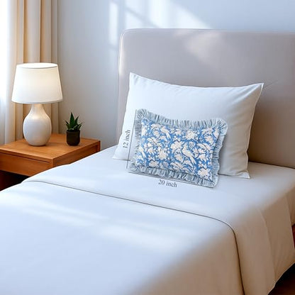 CPC Blue Sapphire Block Print Ruffle Sham Pillow Cover 12x20 Inch Pack of 1 - color: Blue Sapphire, size: 20" x 12" (Pack of 1)