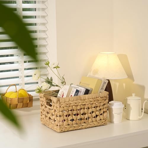 NAYA Set of 3M (11.6"x8,9"x6,9") Water Hyacinth Shelf Storage Baskets - size: Set 3 Medium