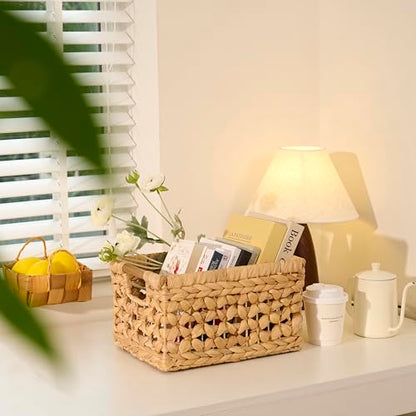 NAYA Set of 3M (11.6"x8,9"x6,9") Water Hyacinth Shelf Storage Baskets - size: Set 3 Medium