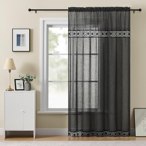 Gibelle Grey Boho Bedroom Curtains 84 Inch Length, Farmhouse Linen Curtains for Living Room, Bohemian Country Window Curtain Panels Tassel Draperies, 56’’W x 84’’L - color: Grey, size: 56"W x 84"L (Pack of 1)