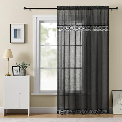 Gibelle Grey Boho Bedroom Curtains 84 Inch Length, Farmhouse Linen Curtains for Living Room, Bohemian Country Window Curtain Panels Tassel Draperies, 56’’W x 84’’L - color: Grey, size: 56"W x 84"L (Pack of 1)