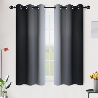 SimpleHome Ombre Black to Grey White Curtains for Living Room 42Wx54L - color: Black, size: 42"W x 54"L (Pack of 2)