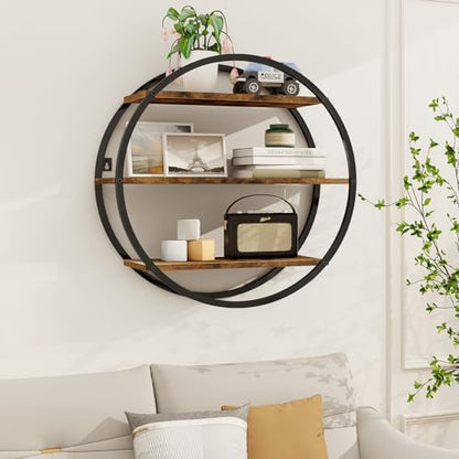 Circle Shelf Wall Decor, 3 Tier Decorative Round Wall Shelf - size: Circular
