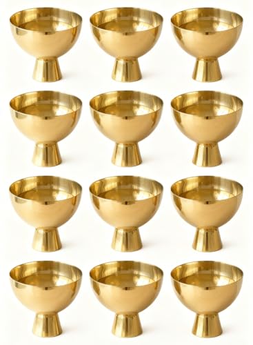 Serene Spaces Living Small Pack of 12 Gold Pedestal Bowl, Decorative Compote Bowl Vase for Centerpiece, Metal Vase for Home Decor, Wedding, Parties, Floral Arrangements - size: Small - Pack of 12