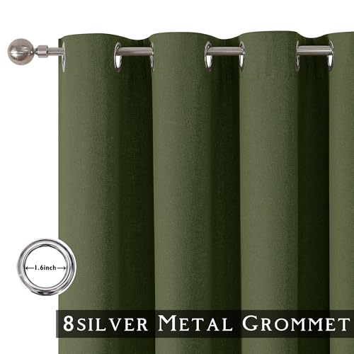 ChrisDowa Olive Green Blackout Curtains 45 Inches Long 2 Panels for Bedroom - color: Olive Green, size: 52"W x 45"L (Pack of 2)