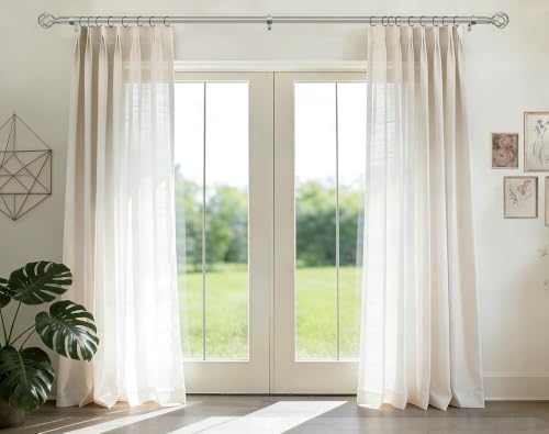 KAMANINA Antique Silver Curtain Rod 32 to 58 Inch, Adjustable Drapery Rods - color: Antique Silver, size: 32-58"