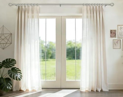 KAMANINA Antique Silver Curtain Rod 32 to 58 Inch, Adjustable Drapery Rods - color: Antique Silver, size: 32-58"