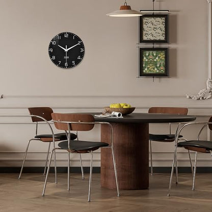 XNM Black Glass Wall Clocks Battery Operated 12 Inch - color: Black, size: 12 Inch