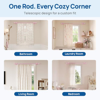 ENJOYBASICS Curtain Rods No Drilling for Renter, 28-47" Adjustable, Pink - color: Pink, size: 27-52"