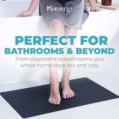Homergy Bath Mat for Bathroom Non Slip, Quick Dry, 24x48 in, Black - color: Black, size: 24" x 48"