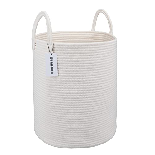 XUANGUO White Cotton Rope Laundry Basket Hamper for Clothes Large - color: white, size: Regular