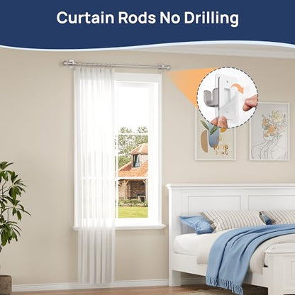 ENJOYBASICS 2 Pack 28-48" No Drill Curtain Rods, Renter Friendly, Nickel - color: Nickel, size: 27-52''