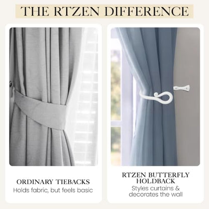 RTZEN Metal Curtain Tiebacks, Drapery Holders for Wall, 2 Pcs - size: Medium, style: Loophole - W