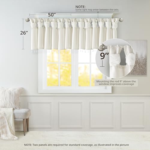 Madison Park Faux Silk Valances for Windows with Beads, 50x26 White - color: White, size: 50"W x 26"L (Pack of 1), style: Valance