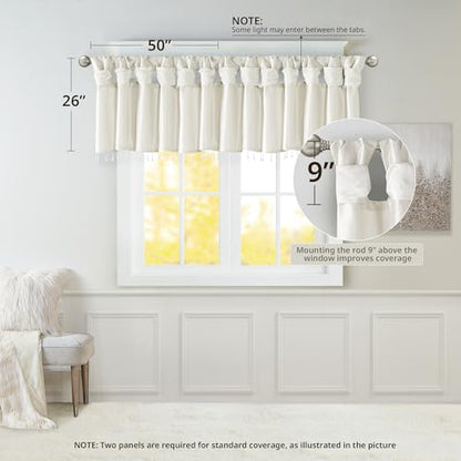 Madison Park Faux Silk Valances for Windows with Beads, 50x26 White - color: White, size: 50"W x 26"L (Pack of 1), style: Valance