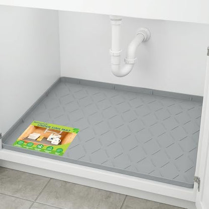 Mateeylife Under Sink Mat Kitchen Waterproof, Silicone Sink Tray 22"X31" - color: Light Grey, size: 22''W x 31''L